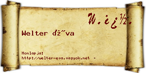 Welter Éva névjegykártya