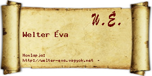 Welter Éva névjegykártya